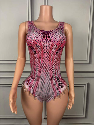 Dazzling Sequin Embellished Bodysuit with Intricate Patterns