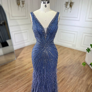 Luxury Dubai Caramel Spaghetti Strap Evening Dresses with Feathers For Women’s Wedding Party