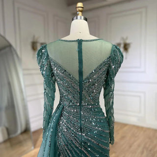 2024 Arabic Turquoise Mermaid Split Beaded Luxury Dubai Long Evening Dresses Gowns for Women's Wedding Party