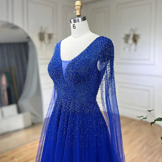 Luxury Dubai Royal Blue Evening Dress - Plus Size Formal Gown for Women's 2024 Wedding, Birthday Party, and Prom