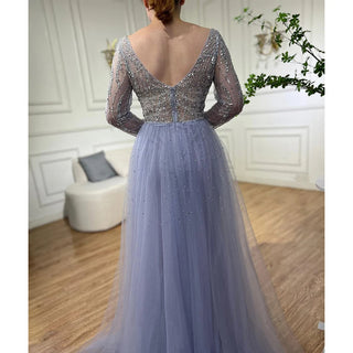 Blue Mermaid Elegant One Shoulder Evening Gown 2024: Beaded Luxury for Women's Party