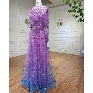 Ships in 1 to 3 Days - Muslim A-Line Beaded Luxury Arabic Evening Dress Gown 2024: for Women Wedding Party