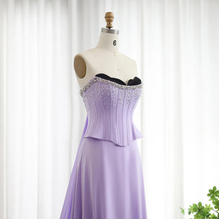 Lilac Two-Piece Evening Dress Scalloped Corset Luxury Dubai Prom Party Gown for Women