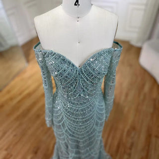 Dubai Nude Elegant Mermaid Evening Gown: Arabia Luxury Beaded for Women's Wedding Party 2024