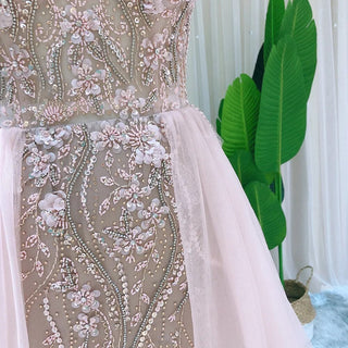 Blush Pink Dubai Evening Dresses with Overskirt: Sexy Spaghetti Straps, Long Luxury Dress for Wedding Party or Prom