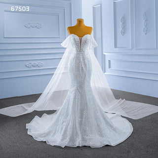 Graceful Harmony: Modest Mermaid Wedding Dress Adorned with Lace