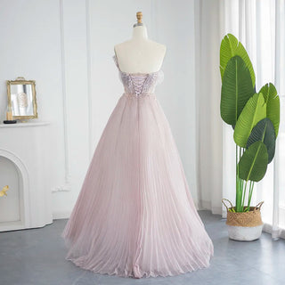 Desert Petal Elegance: Scalloped Pleats Evening Gown in Pink - Dubai-Inspired Luxury for Grand Weddings and Formal Celebrations.