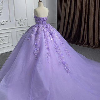 Elegant Western Fabric Quinceanera Dresses in Purple