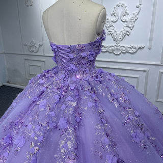 Elegant Western Fabric Quinceanera Dresses in Purple