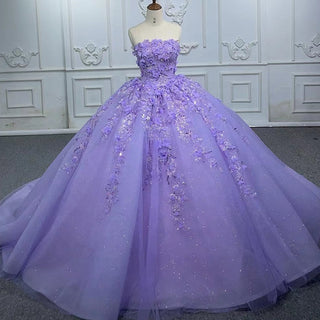 Elegant Western Fabric Quinceanera Dresses in Purple