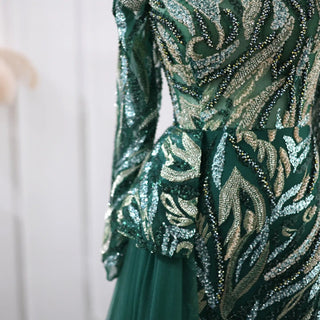 Emerald Elegance: Plus Size Luxury Mermaid Muslim Evening Dress