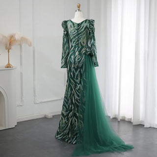 Emerald Elegance: Plus Size Luxury Mermaid Muslim Evening Dress