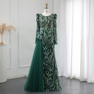 Emerald Elegance: Plus Size Luxury Mermaid Muslim Evening Dress