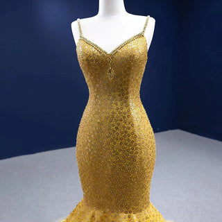 Exquisite Gold Sequins: Sleeveless Vestido De Noiva Mermaid Evening Dress