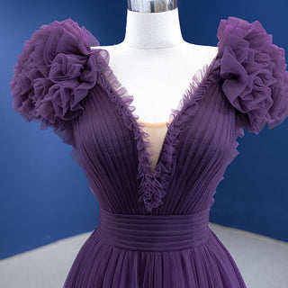 Fashionably Purple: Ruched Long Elegance Party Evening Dresses