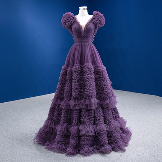 Fashionably Purple: Ruched Long Elegance Party Evening Dresses