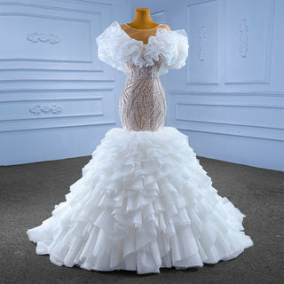 Graceful Harmony: Modest Mermaid Wedding Dress Adorned with Lace