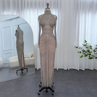 Luxury Crystal Tassel Dubai Evening Dresses: Perfect for Women at Wedding Parties and Arabic/African Mermaid Long Proms