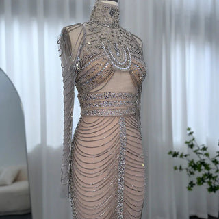 Luxury Crystal Tassel Dubai Evening Dresses: Perfect for Women at Wedding Parties and Arabic/African Mermaid Long Proms