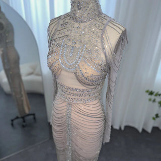 Luxury Crystal Tassel Dubai Evening Dresses: Perfect for Women at Wedding Parties and Arabic/African Mermaid Long Proms