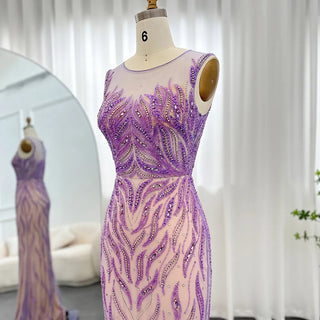 Luxury Dubai Lilac Mermaid Evening Dresses (2024): Elegant Beaded Green Long Prom Formal Dress for Wedding Party