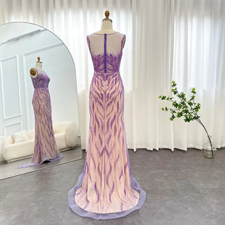 Luxury Dubai Lilac Mermaid Evening Dresses (2024): Elegant Beaded Green Long Prom Formal Dress for Wedding Party