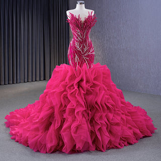 Modest Elegance with a Touch of Glam: Ruffle Sequins Party Prom Mermaid Ball Gown Evening Dresses