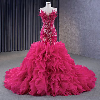 Modest Elegance with a Touch of Glam: Ruffle Sequins Party Prom Mermaid Ball Gown Evening Dresses