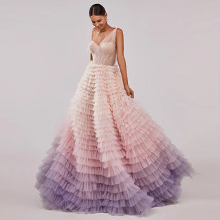 Opulent Dubai Ombre Pink Lilac Evening Dress: Elegant One-Shoulder Long Ball Gown for Women's Weddings and Proms (2024)