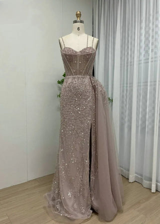 Luxury Mermaid High Split Evening Dress - Exclusive Spaghetti Straps Prom Gown with Side Train for Women’s Formal Parties