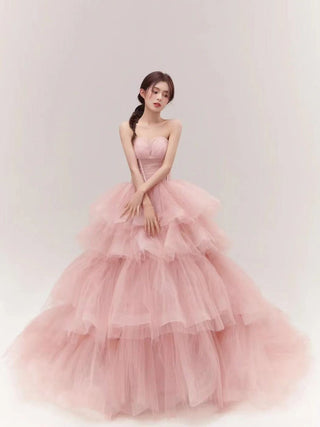 Ethereal Layers Strapless Ball Gown with Tulle Ruffles