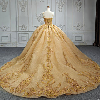 Radiant in Gold: Glitter Evening Quinceañera Dress