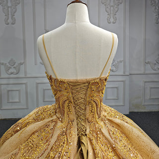 Radiant in Gold: Glitter Evening Quinceañera Dress