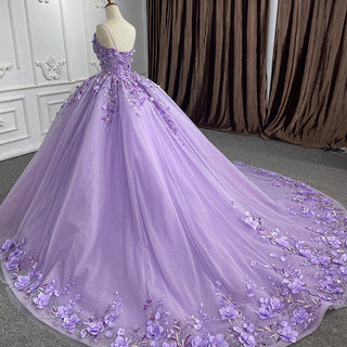 Sparkling Splendor: Glitter Appliqued Spaghetti Strap Ball Gown Evening Quinceañera Dress for Girls