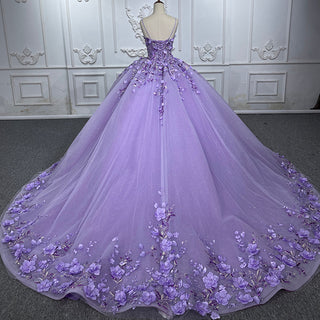 Sparkling Splendor: Glitter Appliqued Spaghetti Strap Ball Gown Evening Quinceañera Dress for Girls