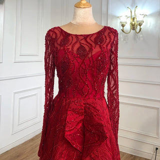 Regal Radiance: Wine Red A-Line Gown with Crystal Beading - Plus Size 2024