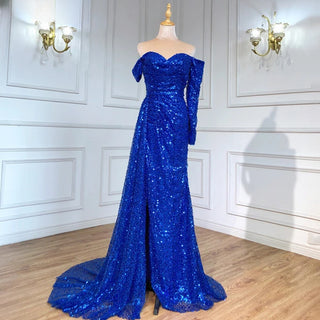 Royal Blue Elegance: 2024 Luxury Mermaid Evening Gown with Beading, High Split, and Elegance - Perfect for Women's Parties