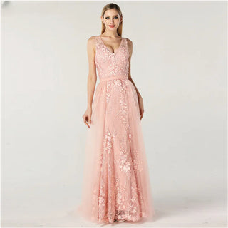 Ships in 1 to 3 Days - Pink Mermaid Dubai Evening Dresses 2024 - Sleeveless with Handmade Flowers and Pearls Embellishments