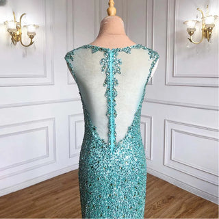 Luxury Mint Elegant Mermaid Evening Dress - Crystal Beaded Sparkly Gown for Women's Party (2024)