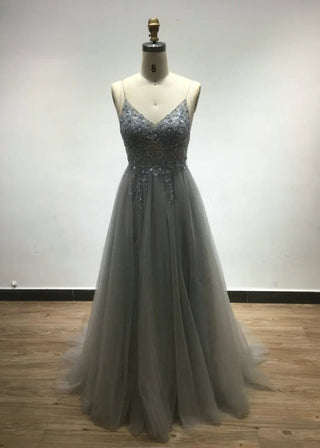 Ships in 1 to 3 Days - Stunning Beaded Slip A-Line Evening Dress - Exclusive High Slit Birthday Gown for Girls’ Special Events and Women’s Parties