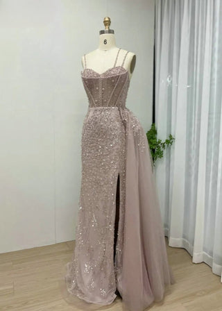 Luxury Mermaid High Split Evening Dress - Exclusive Spaghetti Straps Prom Gown with Side Train for Women’s Formal Parties