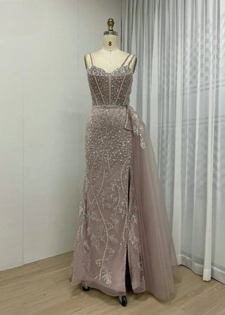 Luxury Mermaid High Split Evening Dress - Exclusive Spaghetti Straps Prom Gown with Side Train for Women’s Formal Parties