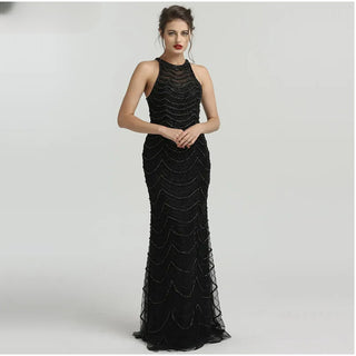 Grey and Black Sleeveless Diamond Mermaid Evening Gown 2024 - Luxury, Sexy, Fashionable, Elegant