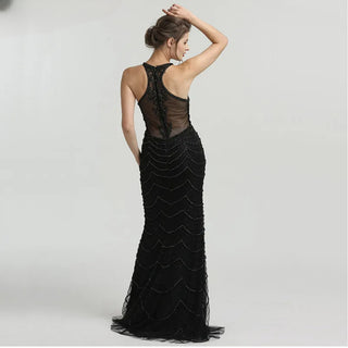 Grey and Black Sleeveless Diamond Mermaid Evening Gown 2024 - Luxury, Sexy, Fashionable, Elegant