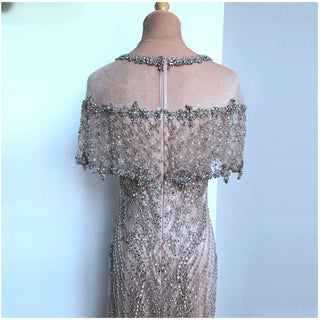 Nude Diamond Sequins Luxury Evening Dress - Dubai Mermaid Formal Gown for Women 2024