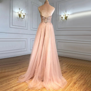 Pink Luxury Overskirt Evening Dress 2024 with Spaghetti Straps, Beaded Mermaid - Ideal for Women's Parties