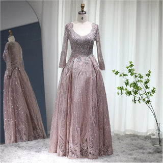 Luxury Crystal Blue Muslim Evening Dresses: Dubai Elegance for Plus Size Women - Ideal Burgundy Formal Party Dress for Wedding Guests