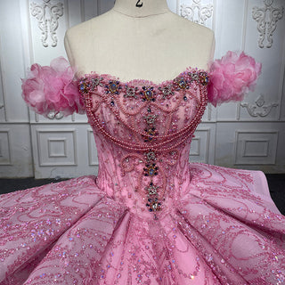 Vintage Bling in Pink: Lace Ball Gown Evening Party Quinceañera Dresses