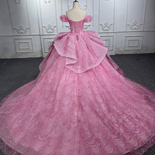 Vintage Bling in Pink: Lace Ball Gown Evening Party Quinceañera Dresses