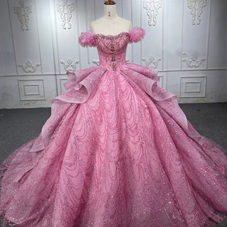 Vintage Bling in Pink: Lace Ball Gown Evening Party Quinceañera Dresses